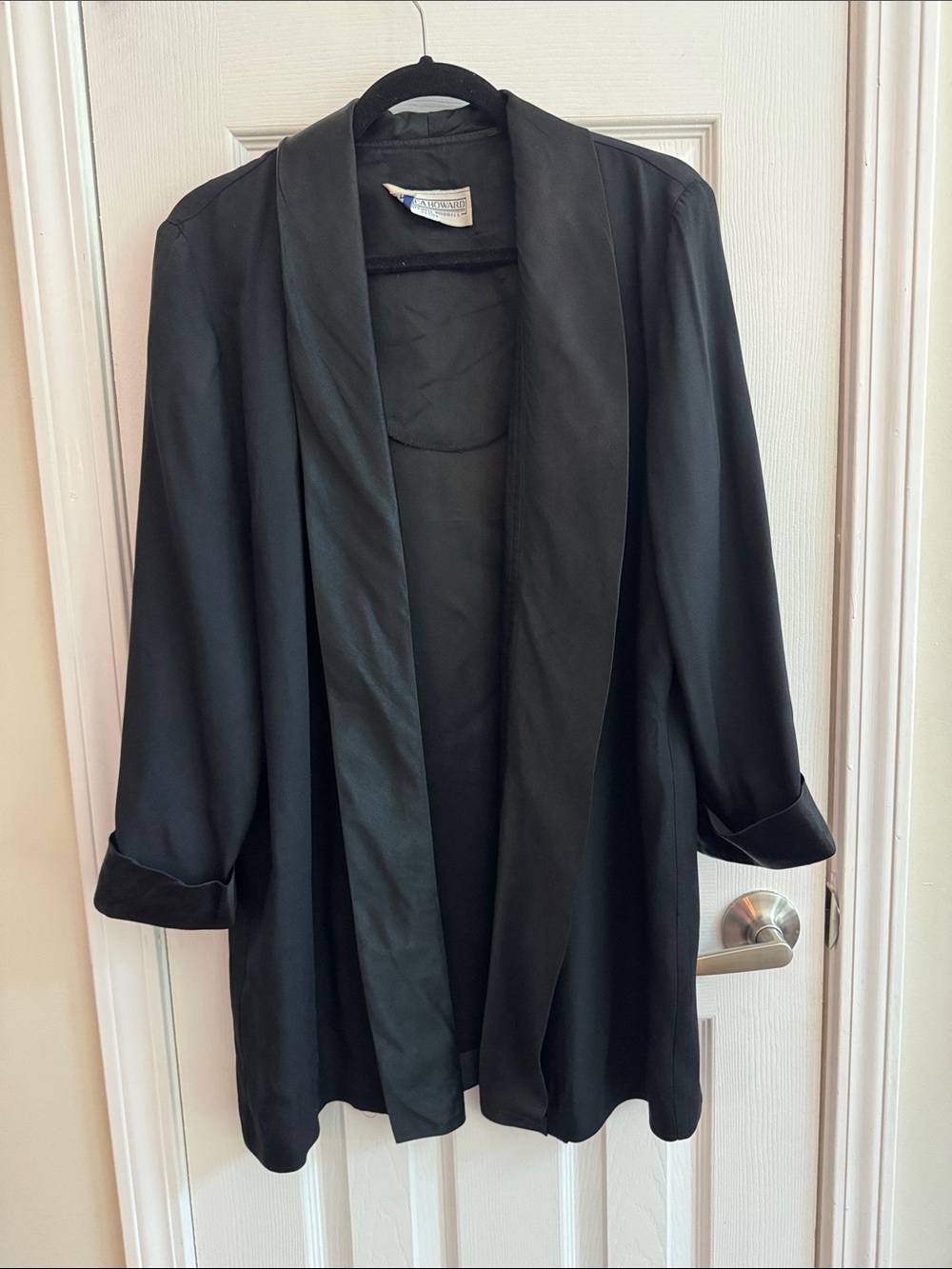 JESSICA HOWARD Vintage Satin Trim Open Front Jacket Size 12